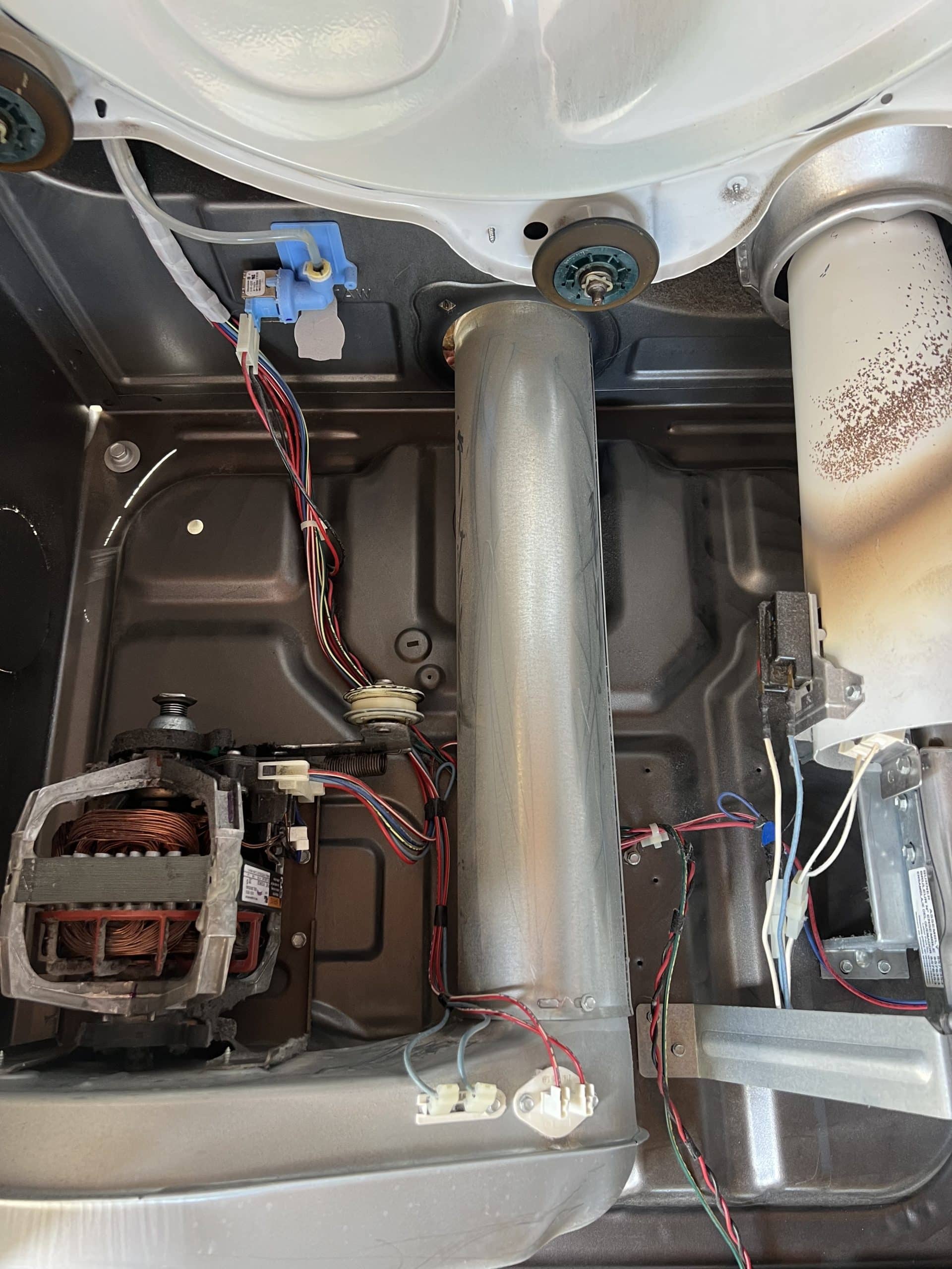 Dryer interior cleaned with clear airflow after service