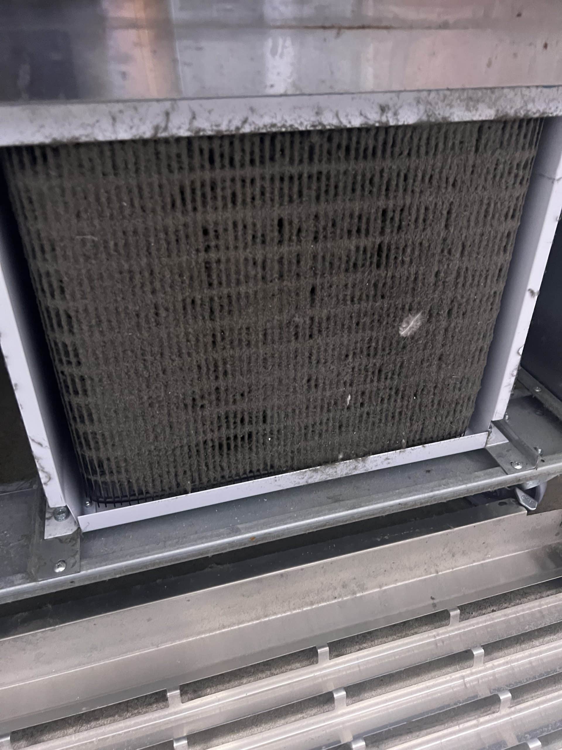 Dirty air filter in need of cleaning.